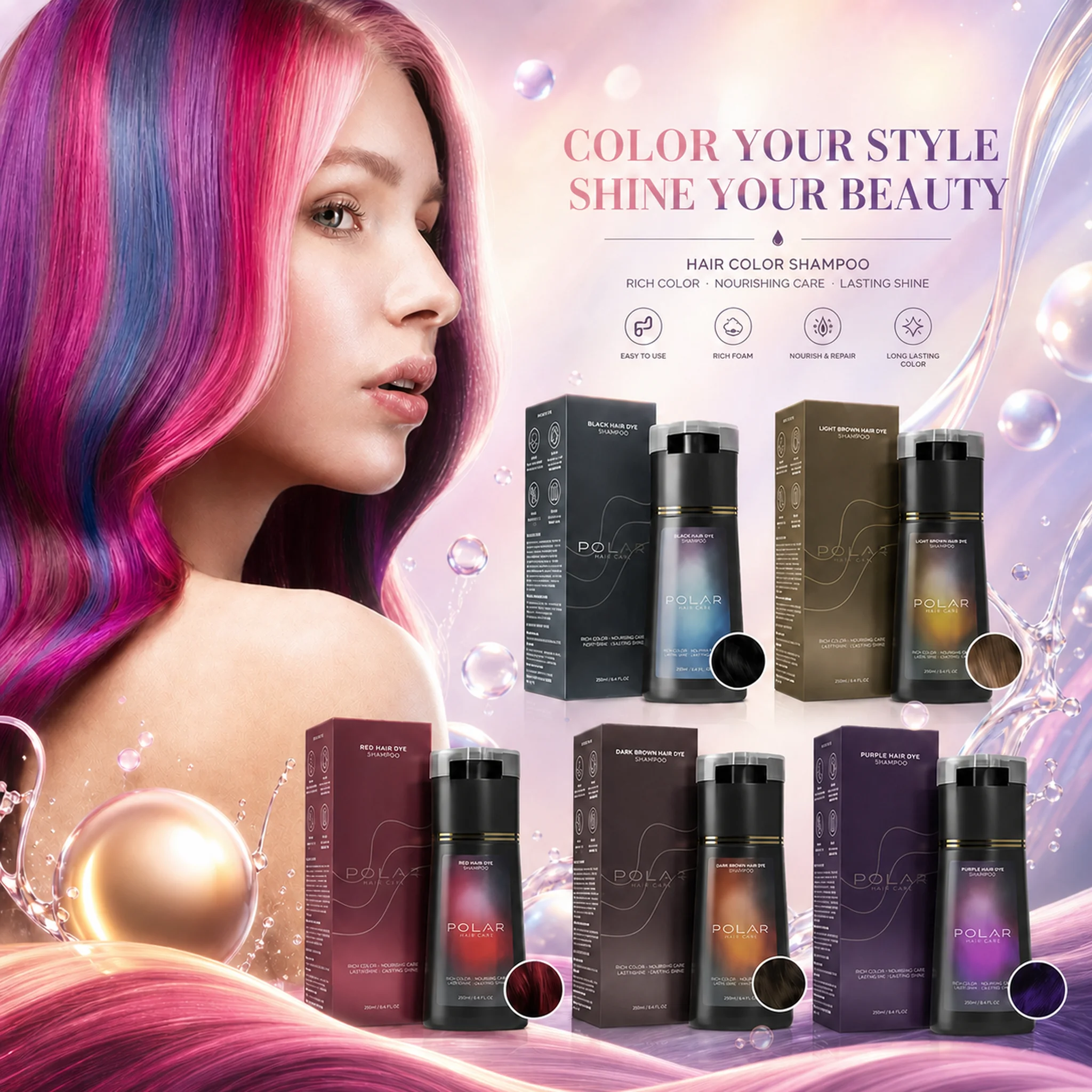 Purple Toning Shampoo - Shampoo de tintura de cabelo para