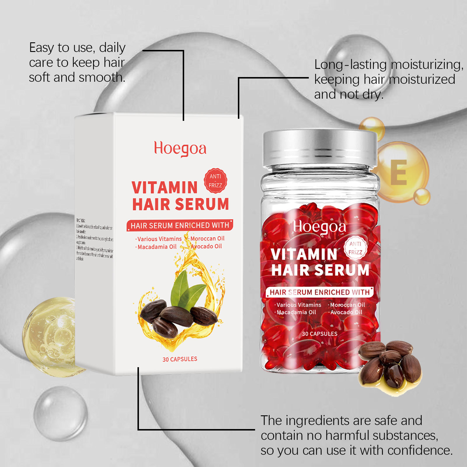 Hair Growth Serum Oil - Vitamin Hair Care Serum Capsules Increase