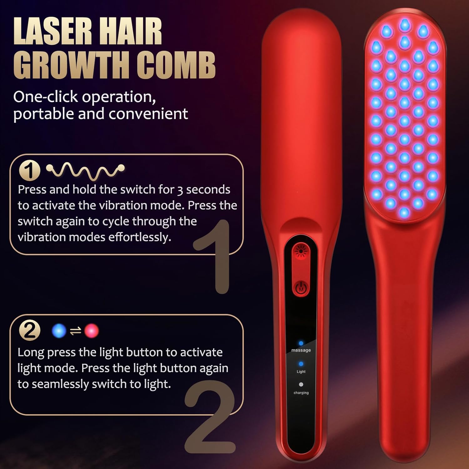 Laser Hair Growth Comb, Red Li - Hair Care Basic review and price